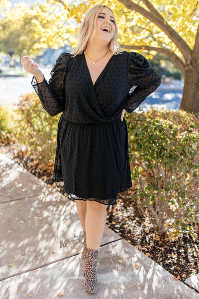 Sheer Sleeve Little Black Dress