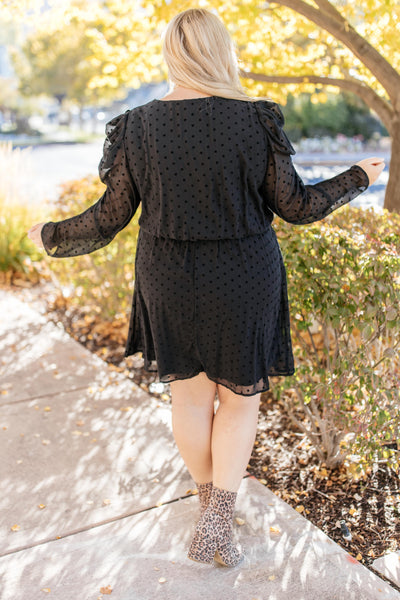 Sheer Sleeve Little Black Dress