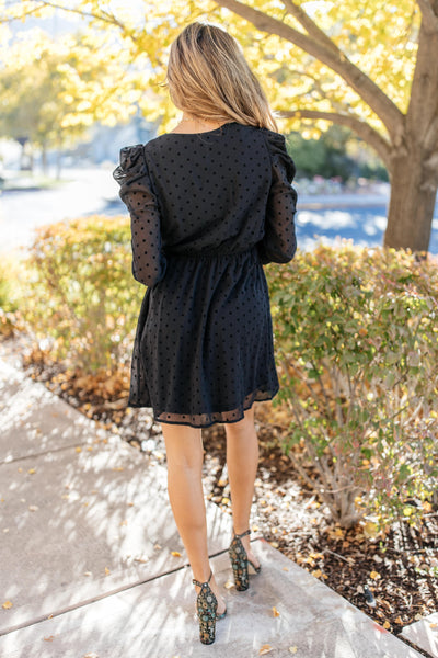 Sheer Sleeve Little Black Dress