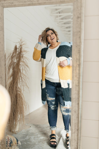 Sheer and Classic Cardigan in Blue