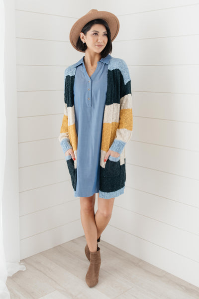 Sheer and Classic Cardigan in Blue