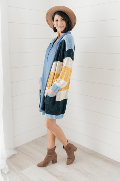 Sheer and Classic Cardigan in Blue