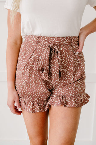 Short Leash Ruffled Shorts In Mauve