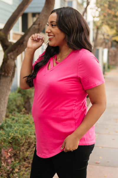 Side Strap Tee in Hot Pink