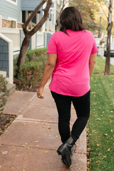 Side Strap Tee in Hot Pink