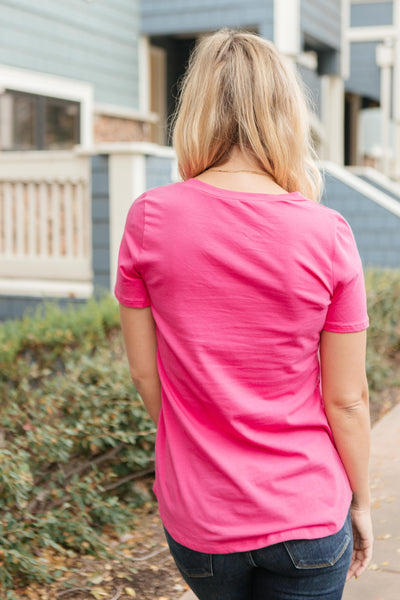 Side Strap Tee in Hot Pink