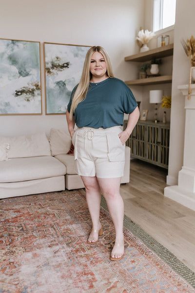 Sitting, Waiting, Wishing Linen Blend Shorts in Oatmeal