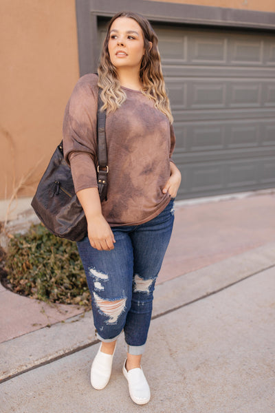 Slouchy Sleeve Top in Mocha