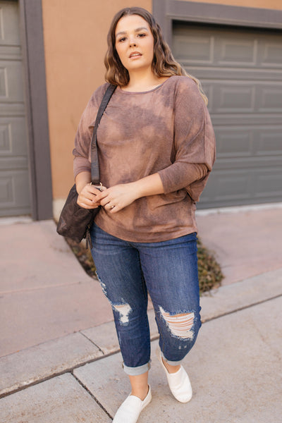 Slouchy Sleeve Top in Mocha