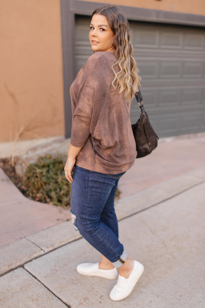 Slouchy Sleeve Top in Mocha