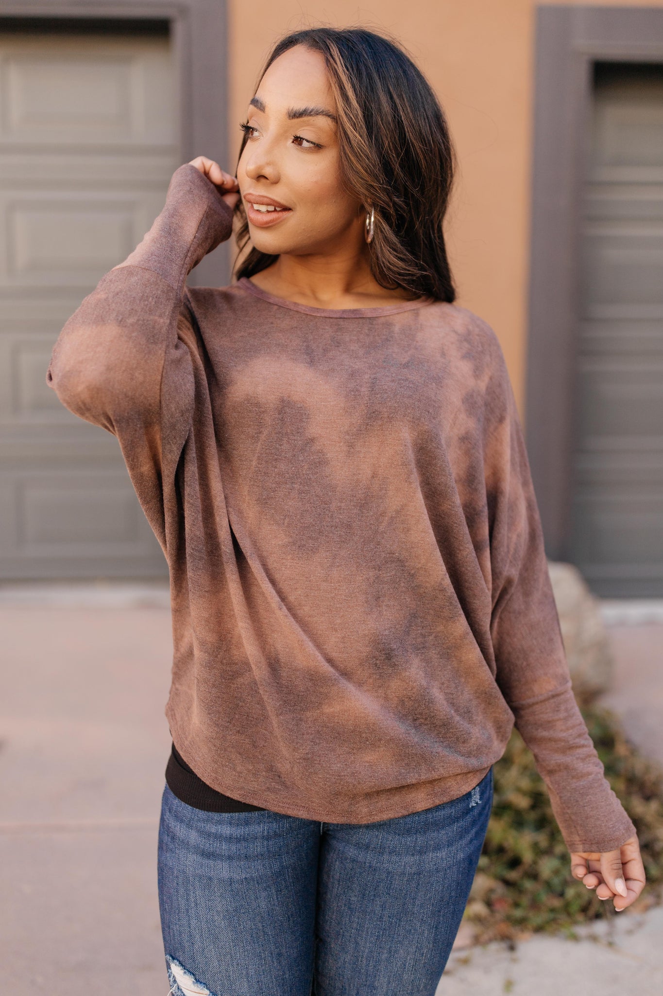 Slouchy Sleeve Top in Mocha