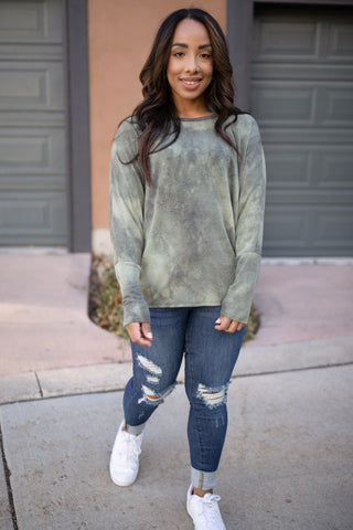 Slouchy Sleeve Top in Olive