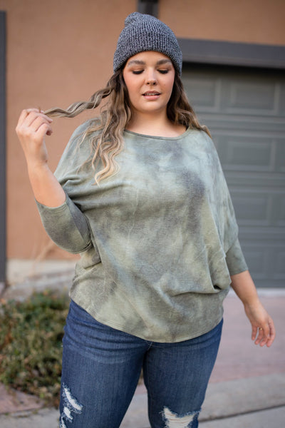 Slouchy Sleeve Top in Olive