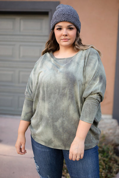 Slouchy Sleeve Top in Olive