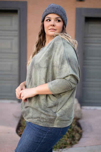 Slouchy Sleeve Top in Olive