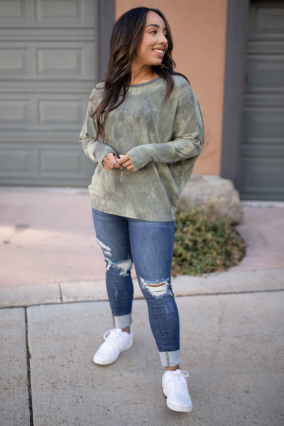 Slouchy Sleeve Top in Olive