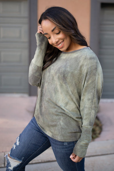 Slouchy Sleeve Top in Olive