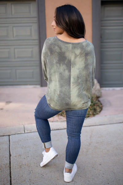 Slouchy Sleeve Top in Olive