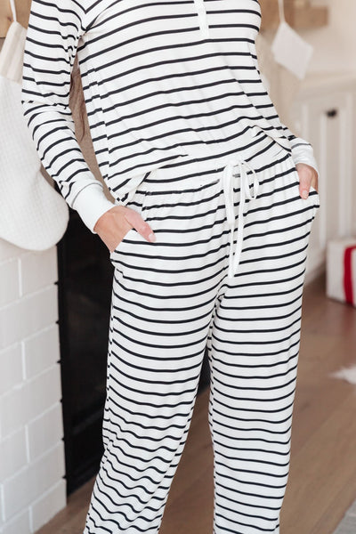 DOORBUSTER Snuggle in Stripes Pajama Bottoms in White/Black