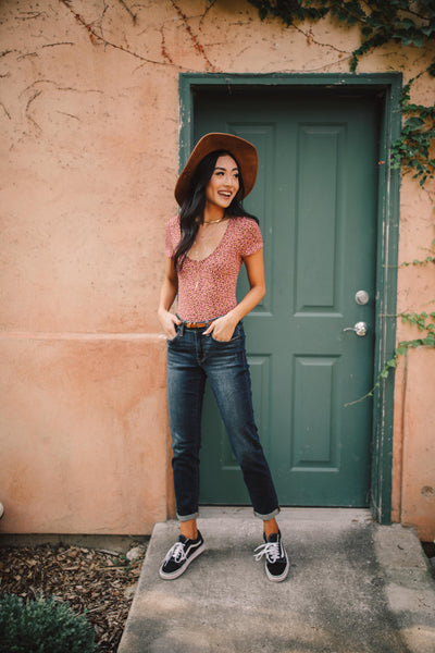 So Sultry Spotted Bodysuit In Rose