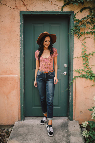 So Sultry Spotted Bodysuit In Rose