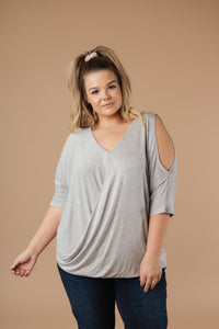 Split The Check Top In Heather Gray