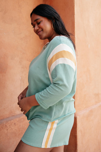 Sporty Stripe Pullover In Mint