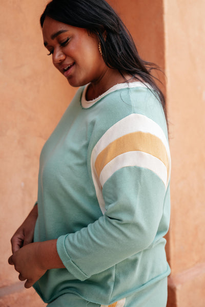 Sporty Stripe Pullover In Mint