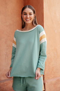 Sporty Stripe Pullover In Mint