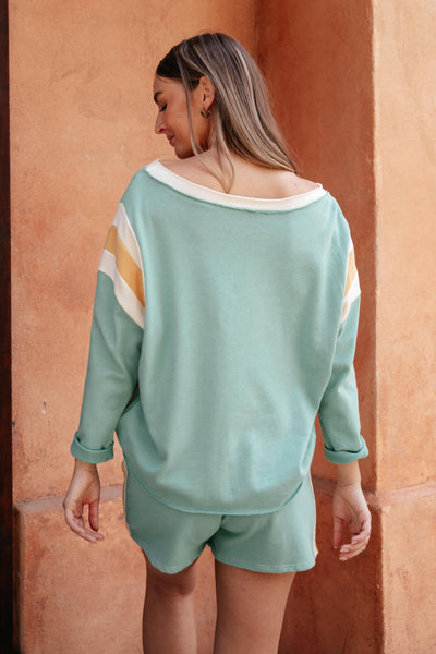 Sporty Stripe Pullover In Mint