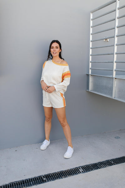 Sporty Stripe Shorts In Oatmeal