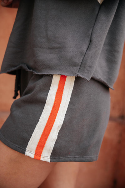 Sporty Stripe Shorts In Charcoal