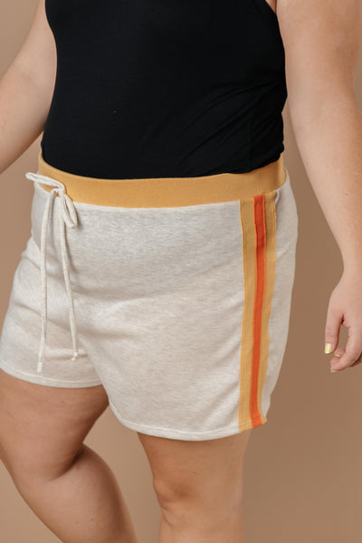 Sporty Stripe Shorts In Oatmeal