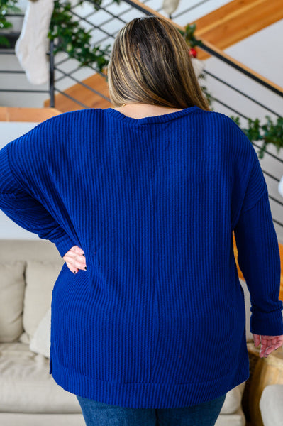 Stay The Night Waffle V-Neck Sweater