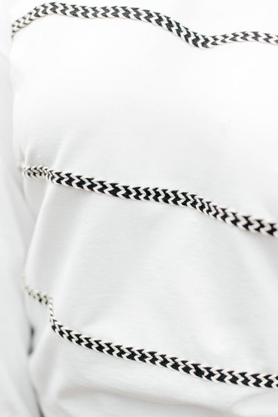 Stitched Together Pullover in White