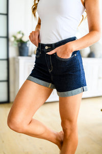 Stone Wash Open Seam Cuff Shorts