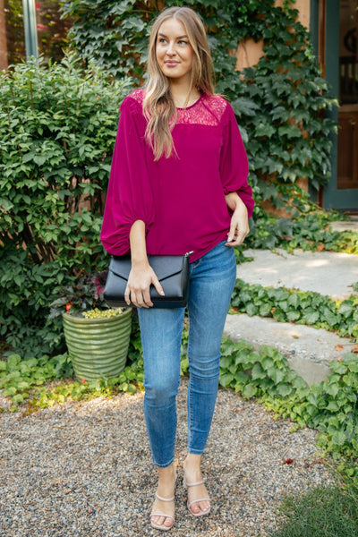 Straight Laced Blouse In Berry