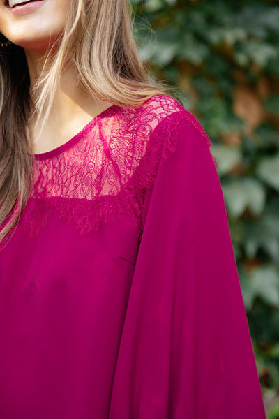 Straight Laced Blouse In Berry