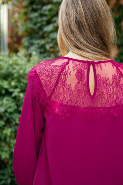 Straight Laced Blouse In Berry