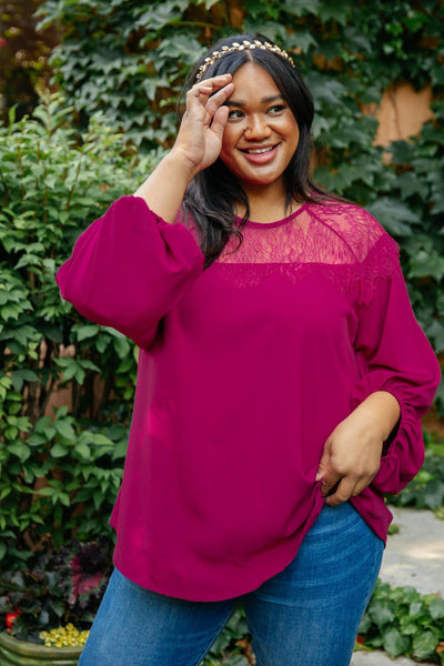 Straight Laced Blouse In Berry