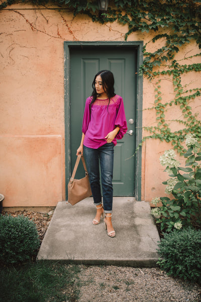 Straight Laced Blouse In Berry