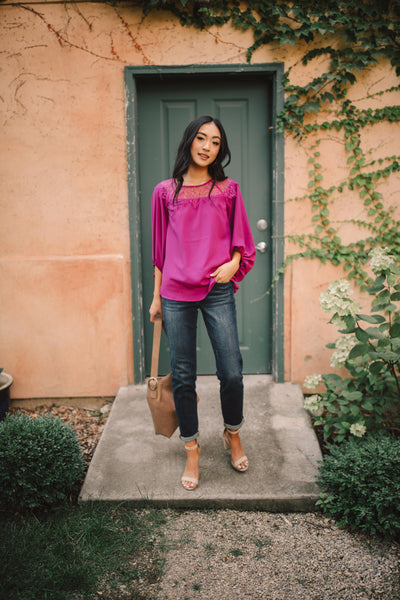 Straight Laced Blouse In Berry