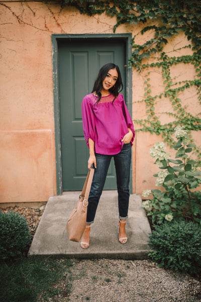 Straight Laced Blouse In Berry