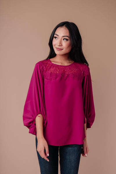 Straight Laced Blouse In Berry