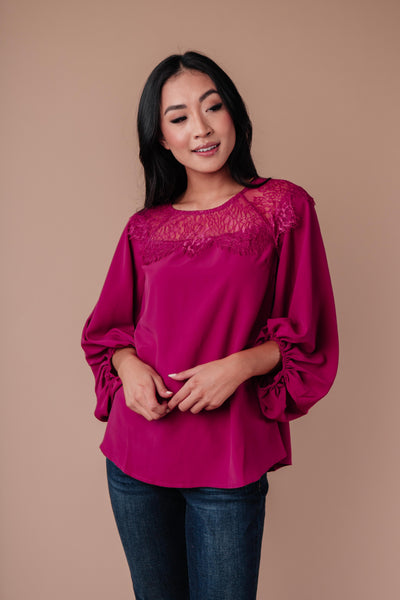 Straight Laced Blouse In Berry