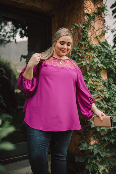 Straight Laced Blouse In Berry