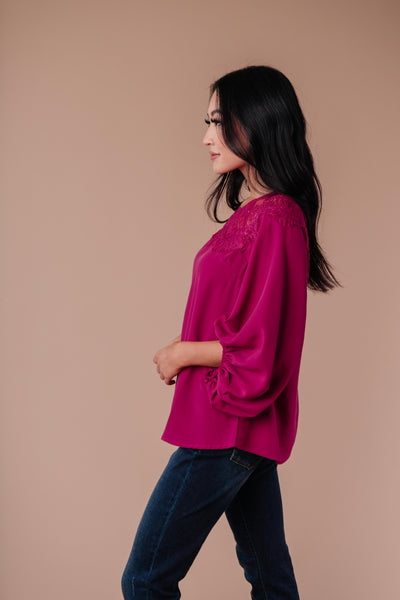 Straight Laced Blouse In Berry