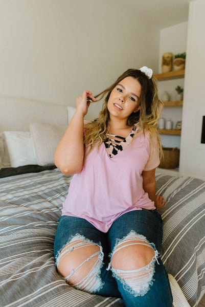 Strappy & Spotty V Top In Mauve