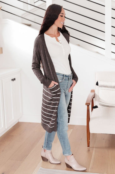 DOORBUSTER Stripes And Charcoal Cardigan