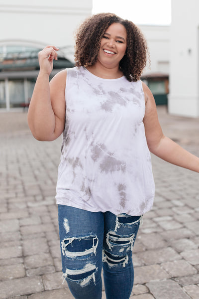 Subtle Tie Dye Tank In Gray